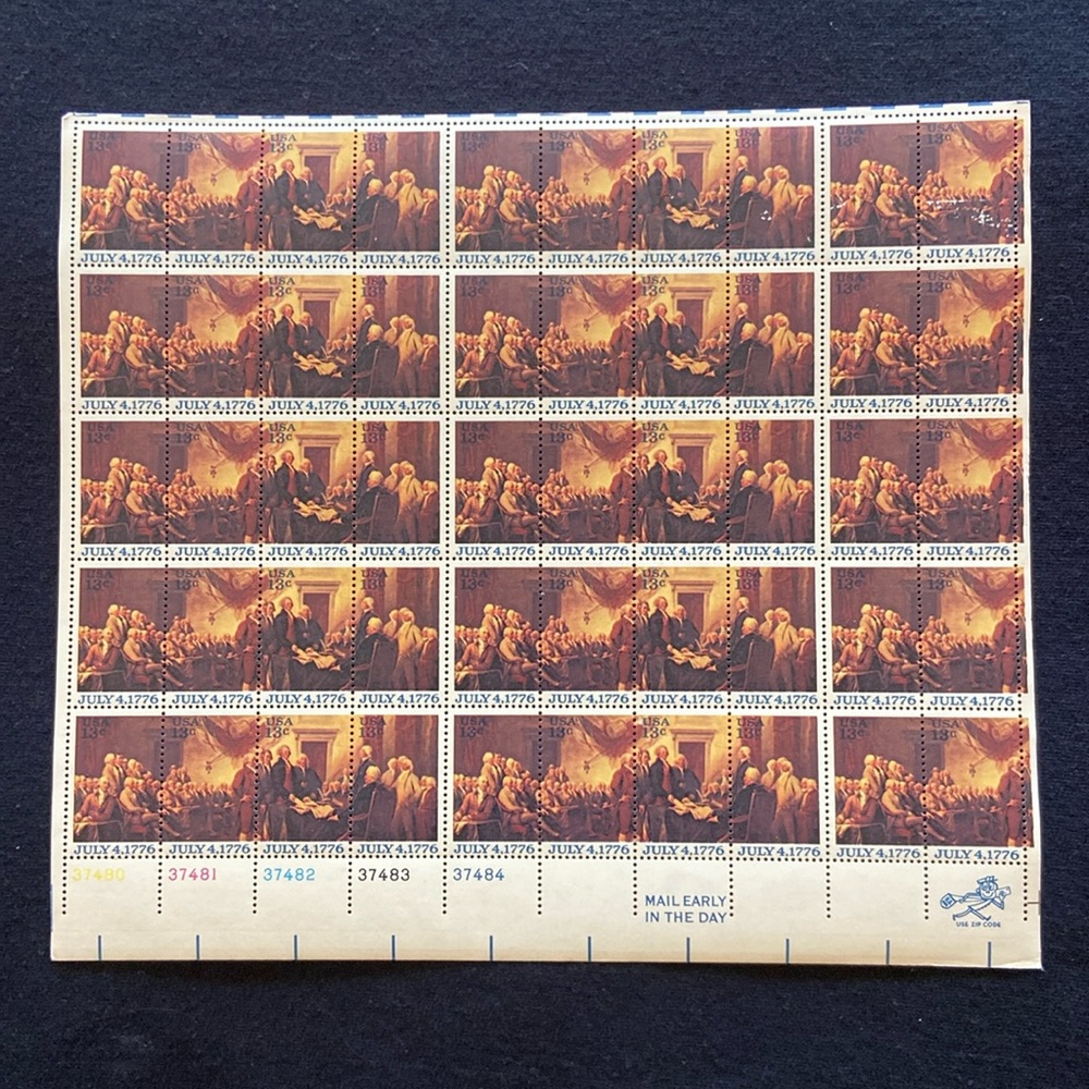 US Mint 13 cent Stamp 1976 American Bicentennial Series 50 Stamp Mint Sheet